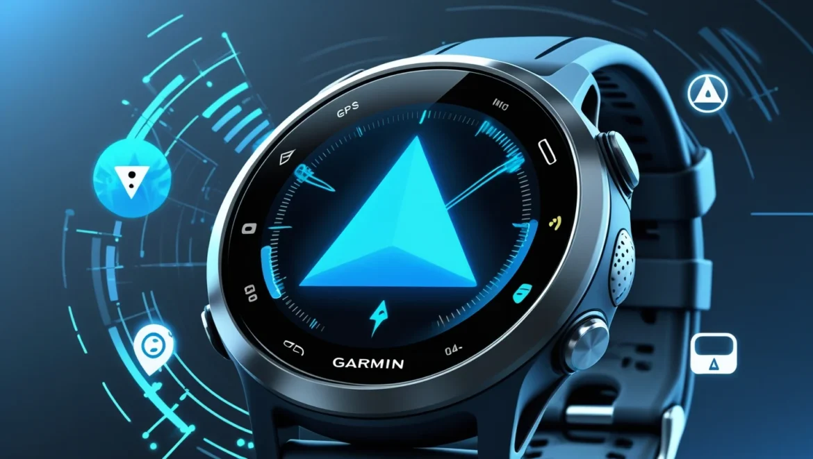Garmin watch blue triangle: pending notification.