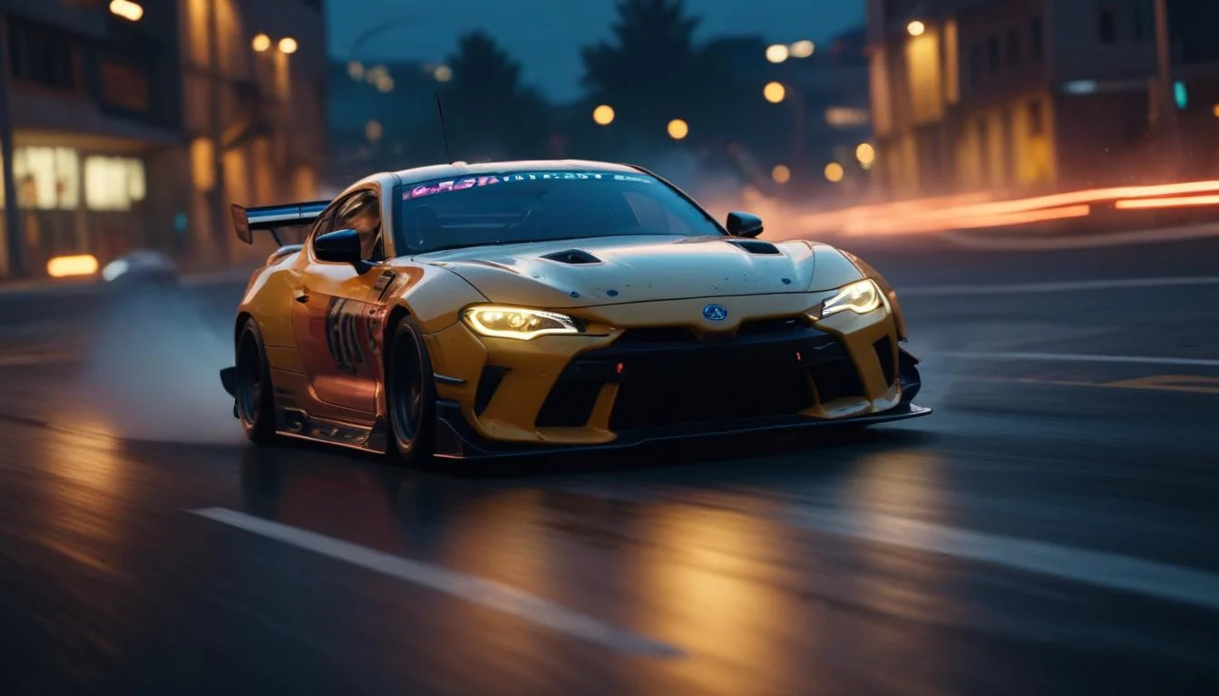 A screenshot showing a beginner practicing drifting in Drift Boss, highlighting the car's trajectory and control indicators.