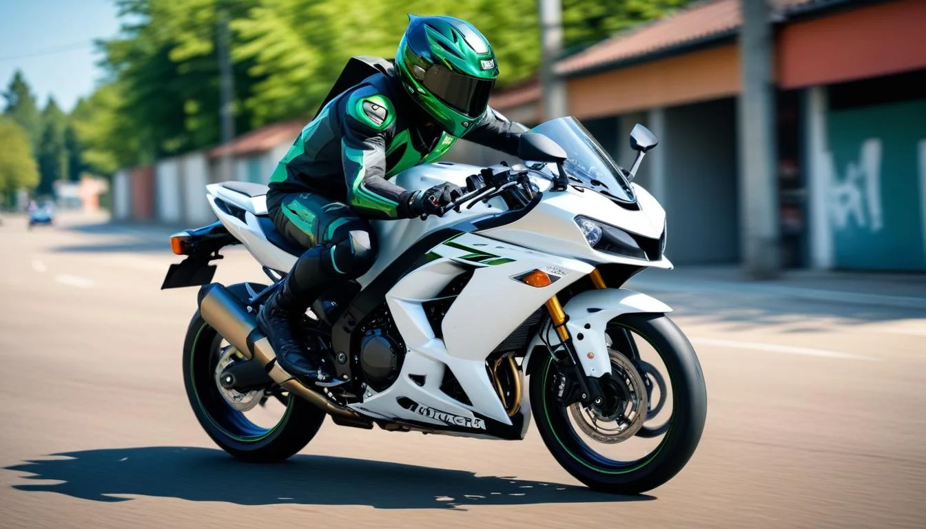 2023 Kawasaki Ninja 400 White in motion
