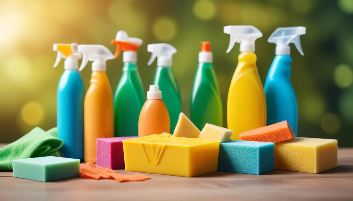 A variety of eco-friendly cleaning products with minimal packaging