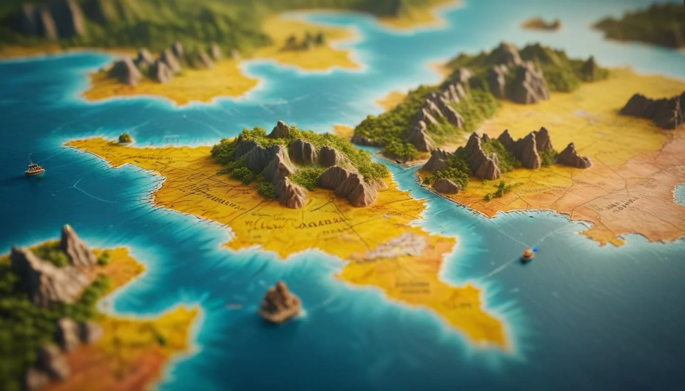 A historical map of a group of islands, showcasing the evolution of mapping techniques from early exploration.