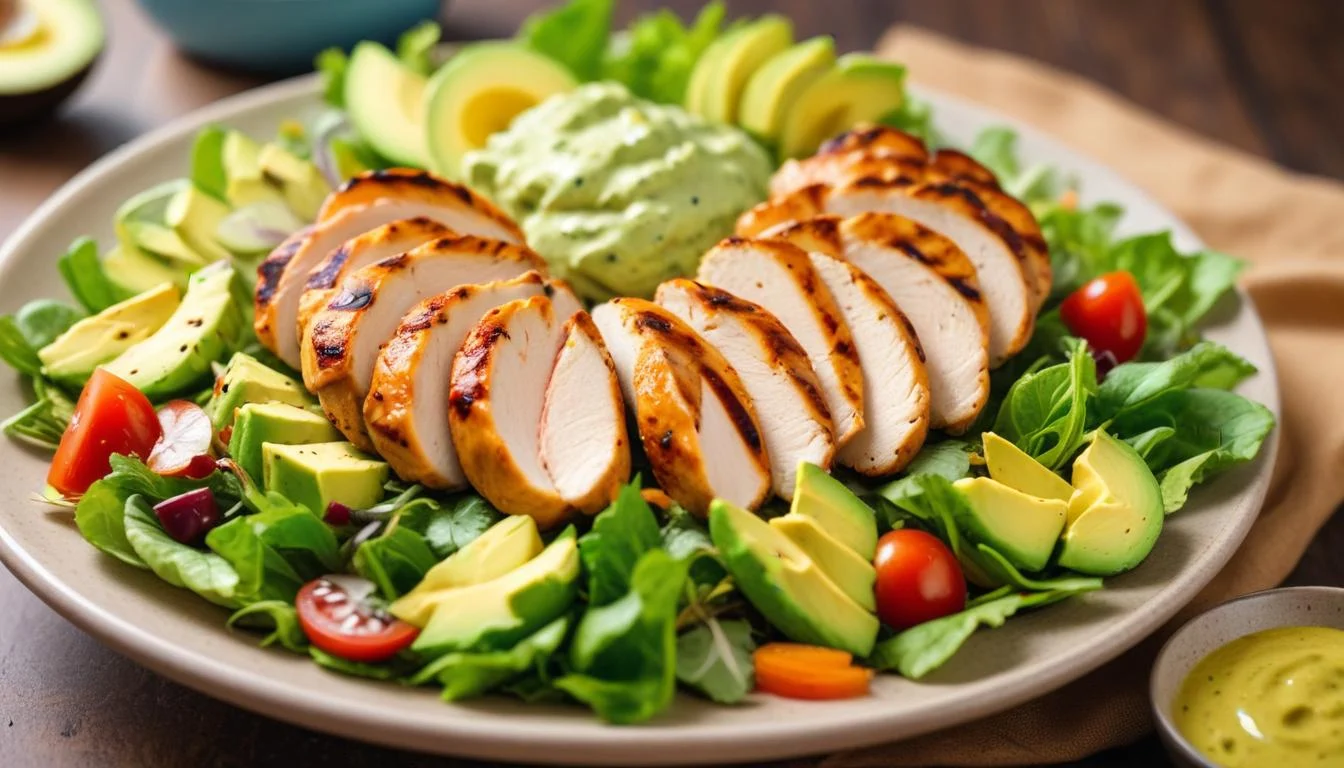 Grilled Chicken Salad with Avocado Dressing