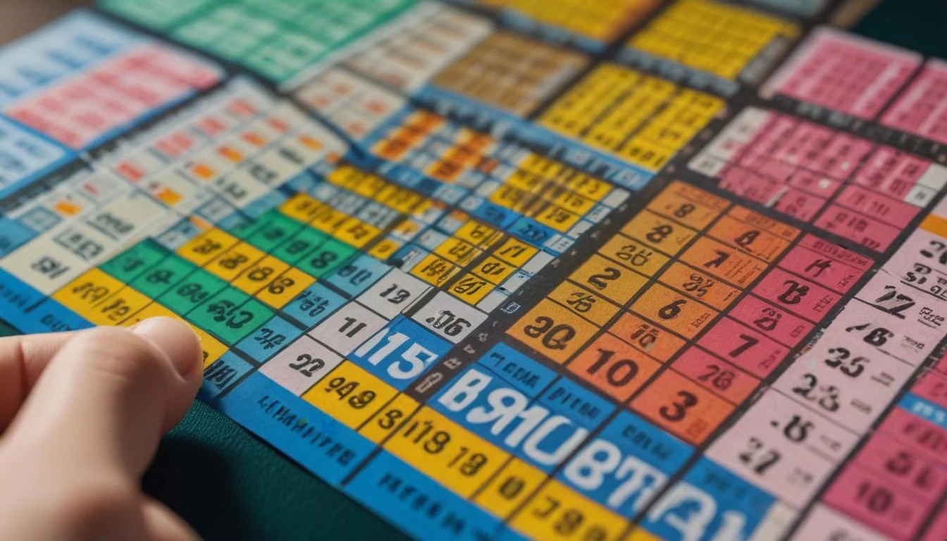 A close-up shot of a lottery ticket being checked against a winning numbers list