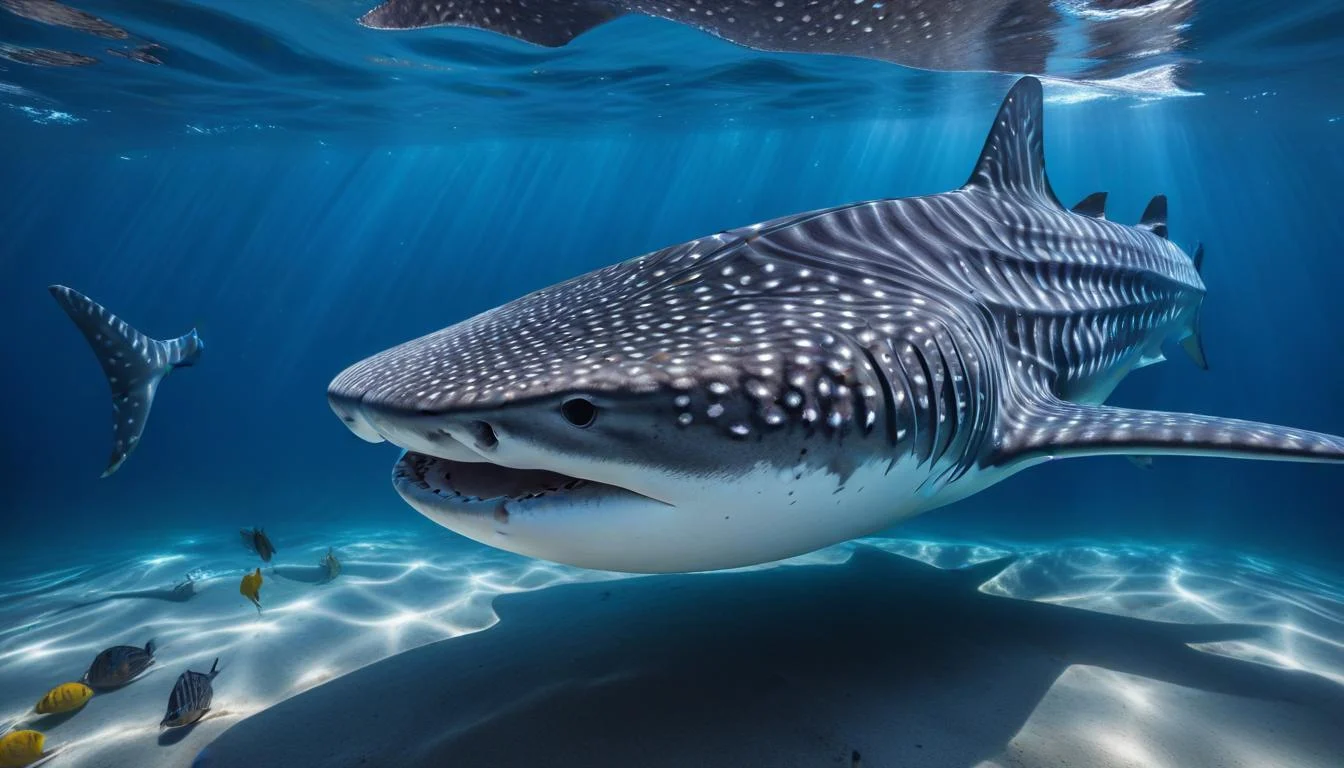 Whale shark drawing showing spot patterns, texture, and shading