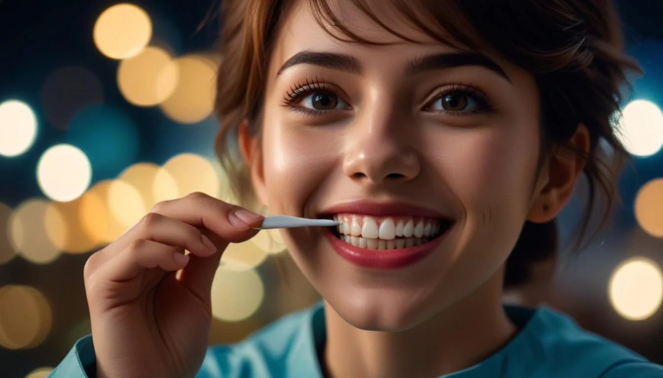 A person wearing a night guard to prevent teeth grinding.