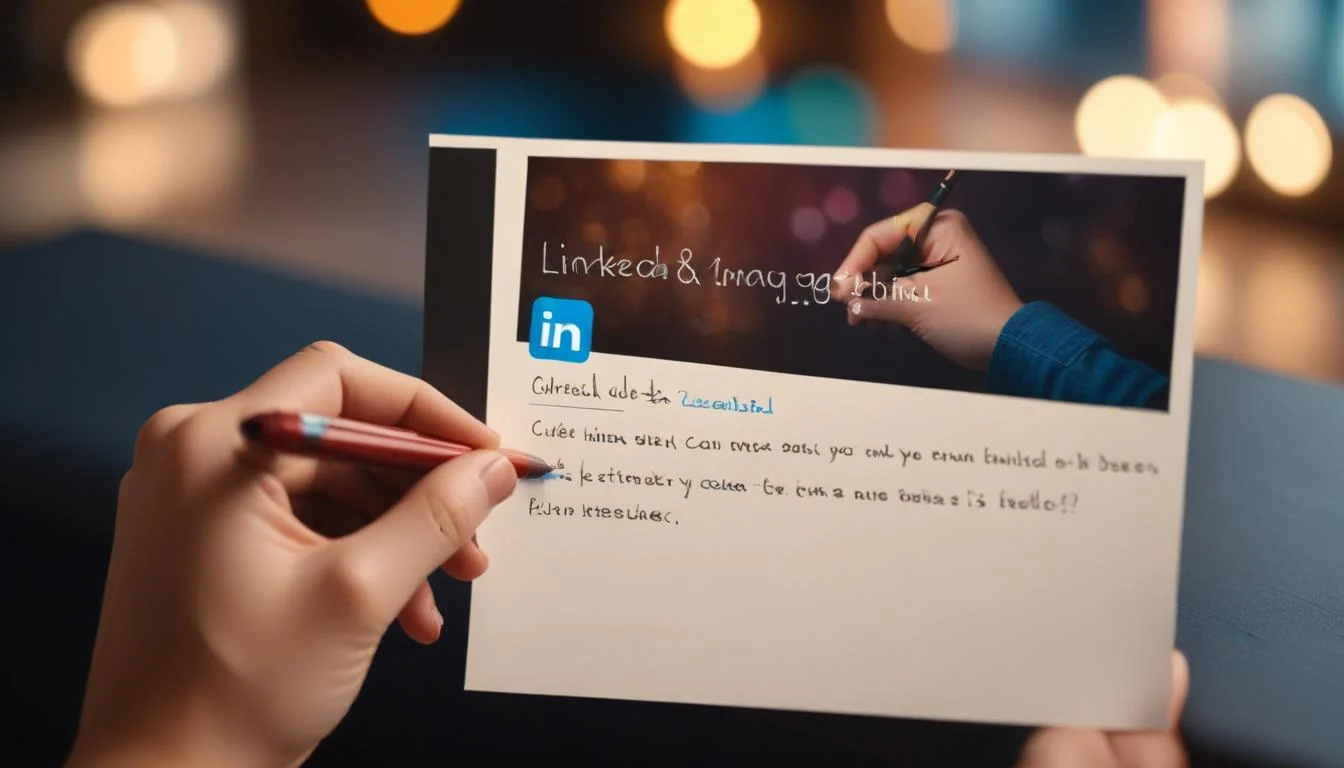 A hand writing a personalized LinkedIn connection request message