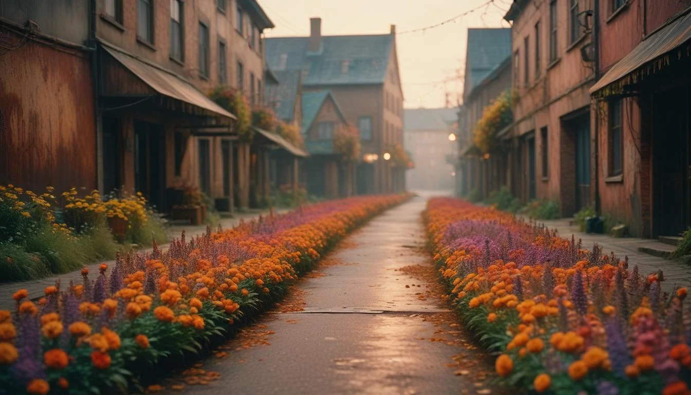 Image of the flower-covered town in Silent Hill F.
