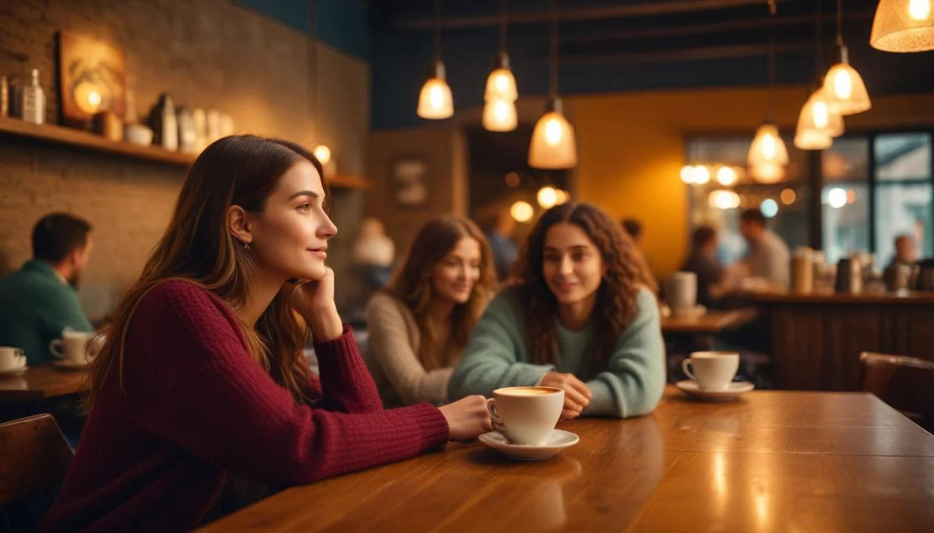 People enjoying coffee together in a cozy cafe.