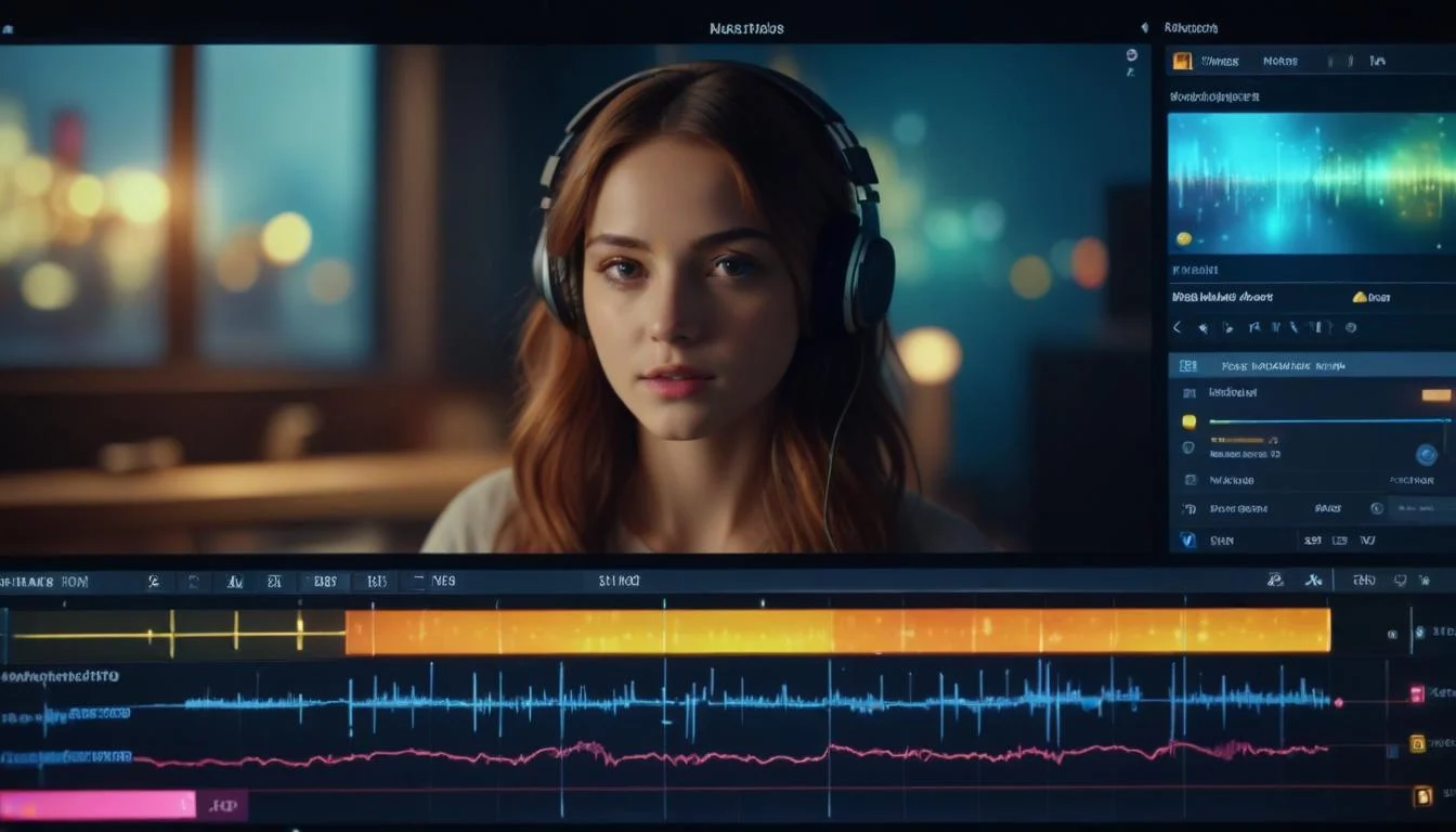 Example of a video editing interface with music and sound effects selection.