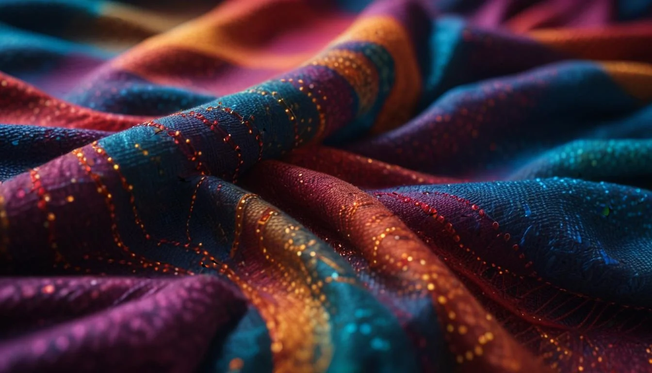 A close up of smart fabric with integrated sensors.