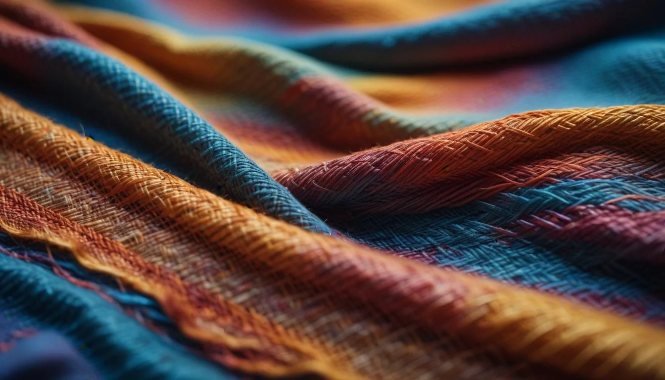Close-up of a linen fabric showing its natural texture and weave.